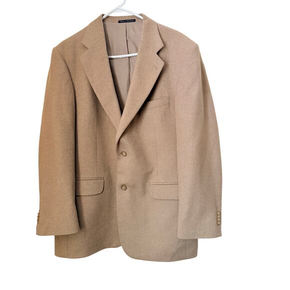 Lands’ End Camel Hair Wool Blazer 42R Tan Sport Coat Two Button Jacket - Picture 1 of 6
